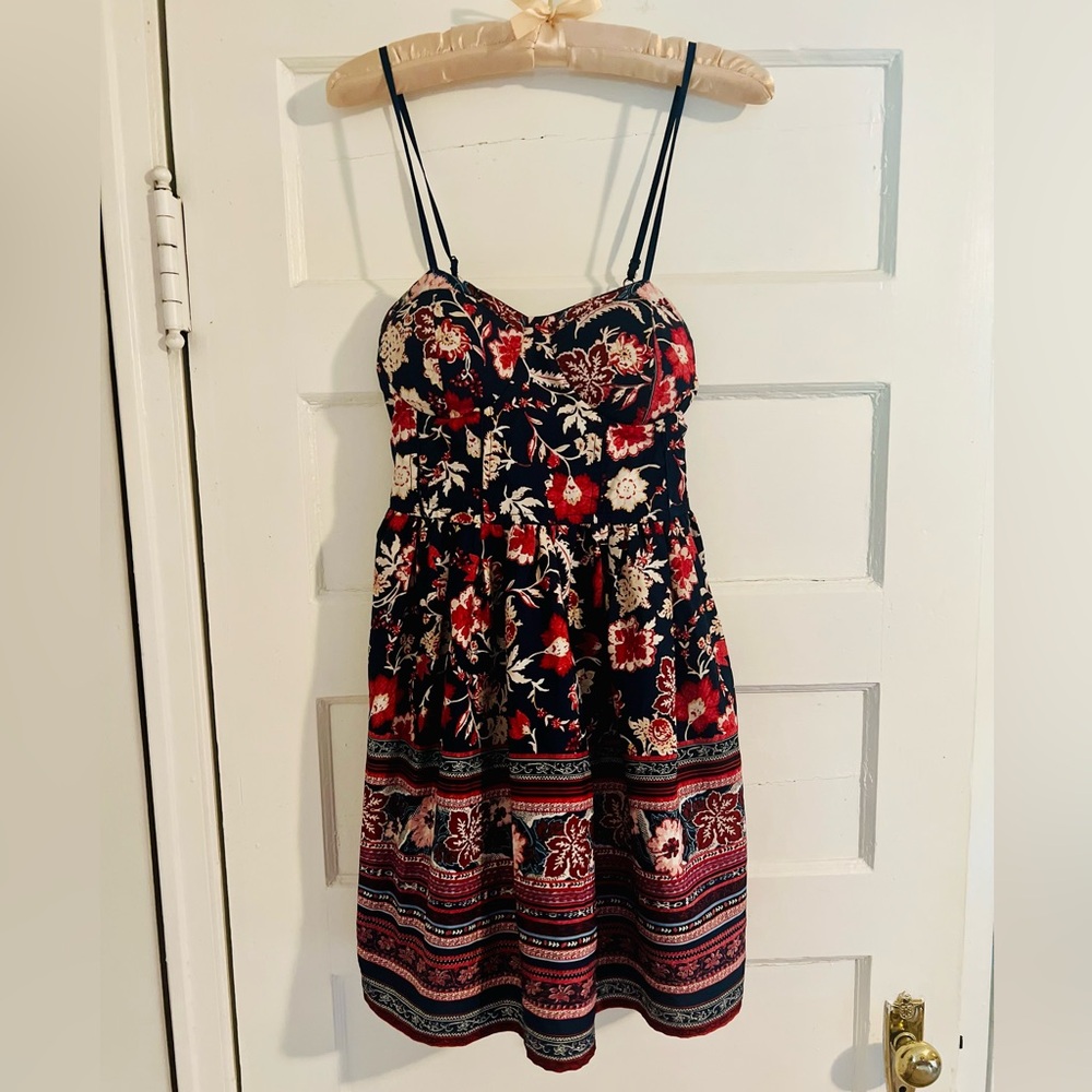 Band of Gypsies Fit and Flare Bustier Floral Minidress S